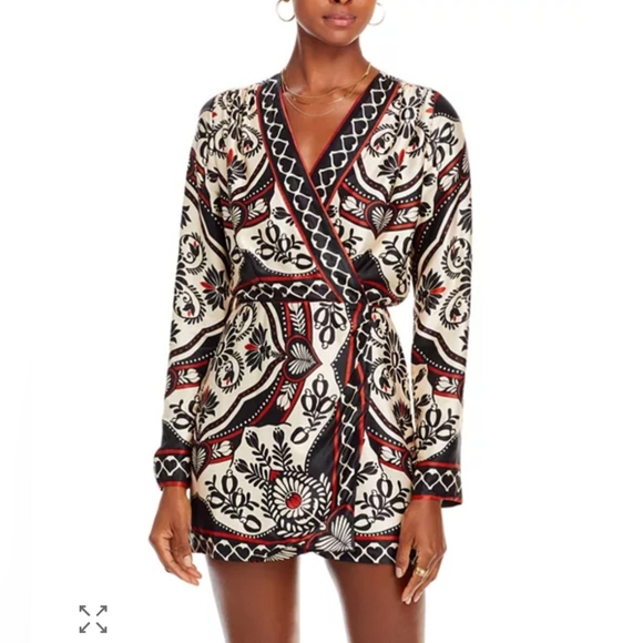 Farm Rio Passion Scarf Mini Wrap Dress Size Medium - Picture 1 of 11
